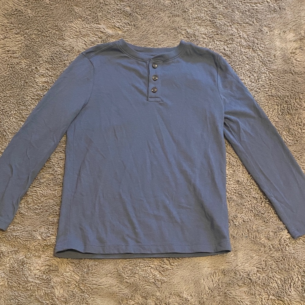 Blue Long Sleeve Henley Shirt